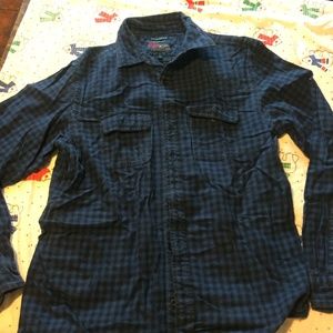 Old Navy Vintage Checkered Blu Large Long Sleeve